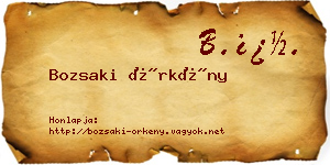 Bozsaki Örkény névjegykártya